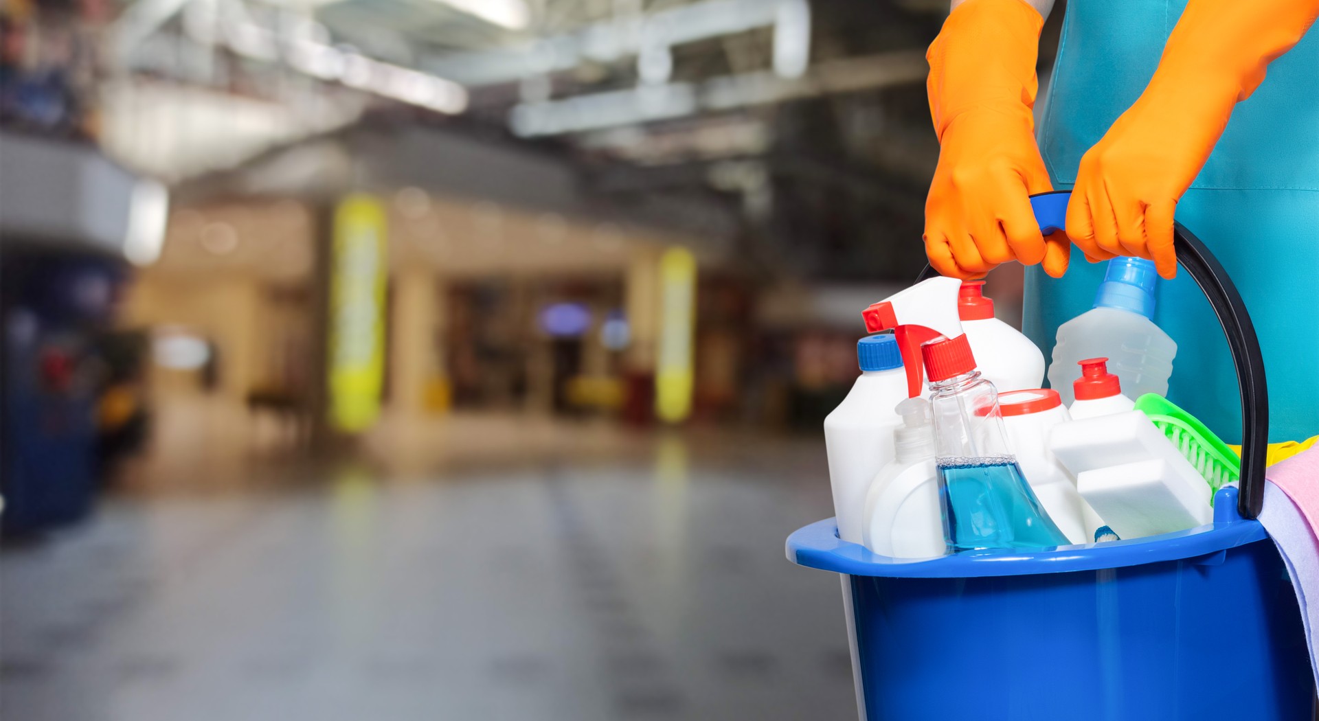 Concept of cleaning in industrial premises.